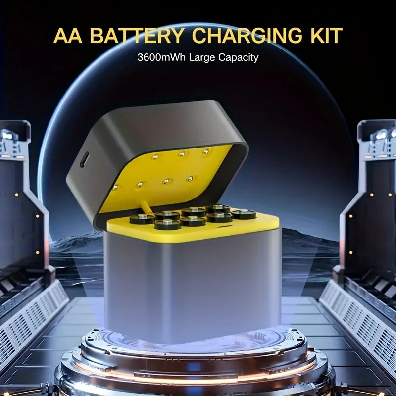 High Capacity AA Lithium Rechargeable Batteries 1.5V 3600mWh (8 Sets)
